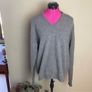 Lord Jeff Grey Lambs Wool V-Neck Sweater.